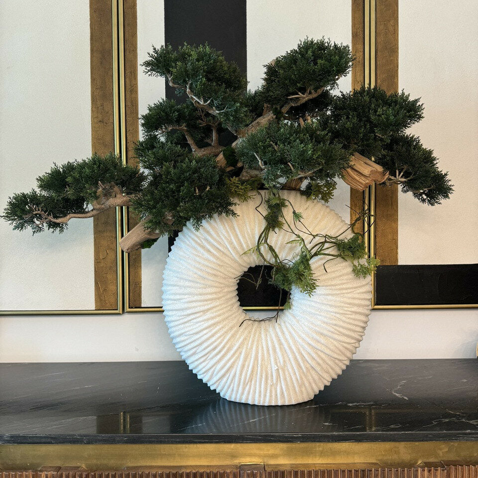 Premium Große Ewigkeitsvase mit hängendem Bonsai und Treibholz